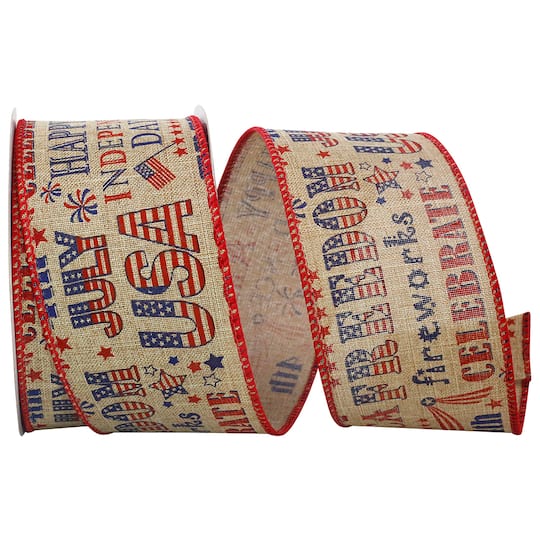 The Ribbon Roll 2.5" x 10yd. Linen Wired Vintage Americana Ribbon